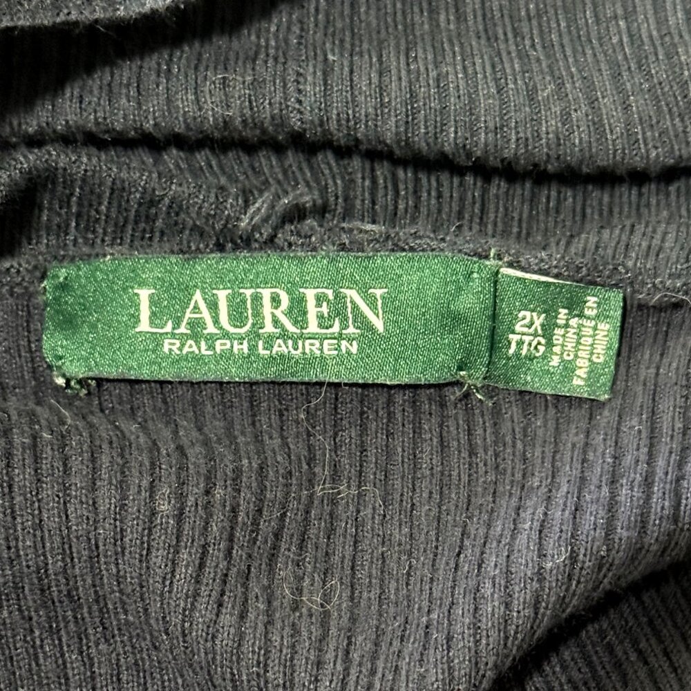Lauren Ralph Lauren Cardigan Open Front Navy Blue With Gray Trim Womens Size 2X - Picture 4 of 8